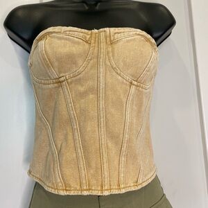 PrettyLittleThing Tan Corset Top